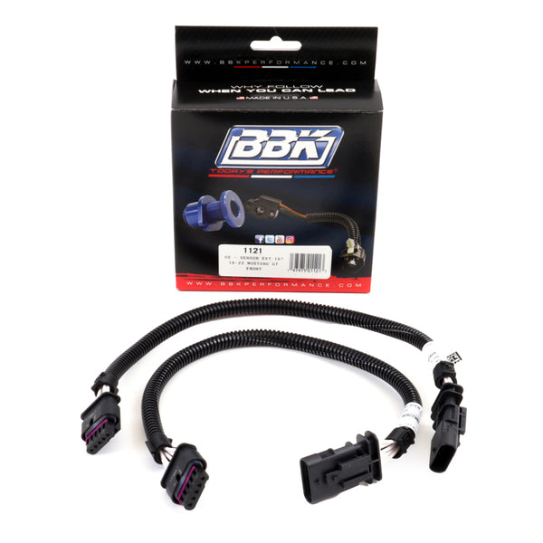 BBK 18-20 Ford Mustang GT O2 Sensor Wire Harness Extensions 16in (Pair) - Bull Strap