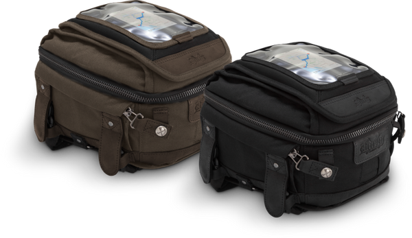 Burly Brand Voyager Tank / Tail Bag - Dark Oak - Bull Strap