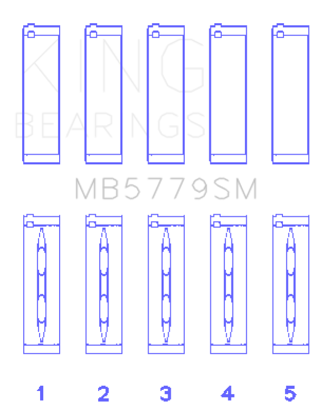 King Audi CDAA/CDHA/CDHB/CDAB Main Bearing Set (Set of 5) - Size STD - Bull Strap