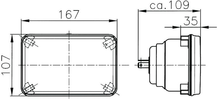 Hella Module 164 x 103mm H4 12V ECE Universal Lamp - Bull Strap