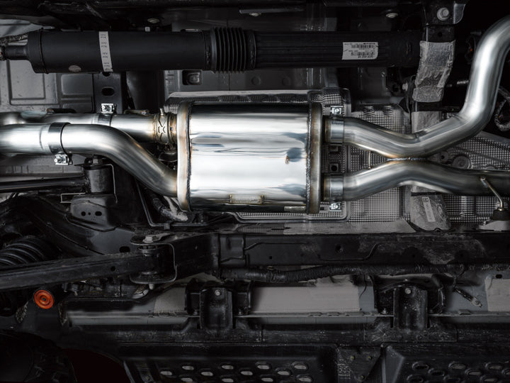 AWE Tuning 22-24 Ford Bronco Raptor 4WD Dual BashGuards Cat-Back SwitchPath Exhaust (No Tips) - Bull Strap