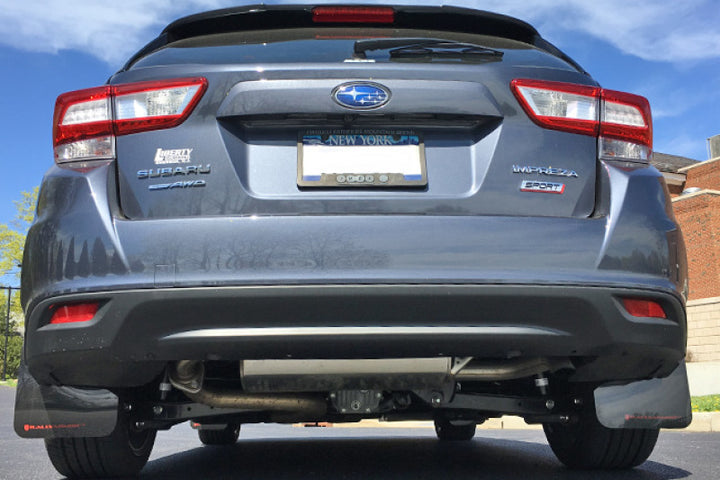 Rally Armor 17-23 Subaru Impreza 4D/5D Black UR Mud Flap w/Red Logo - Bull Strap