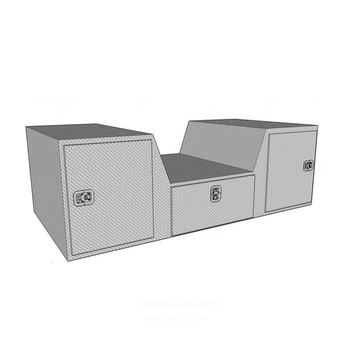 Westin/Brute V Shape Goose Neck 5th Wheel 57in Tailgate Box 1 Drawer/2 Swing Doors - Aluminum - Bull Strap