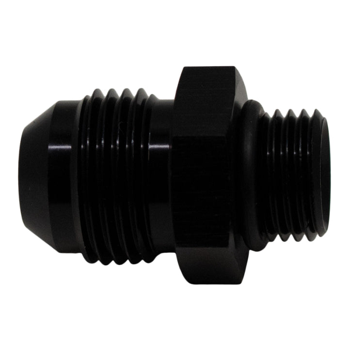 DeatschWerks 6AN ORB Male to 8AN Male Flare Adapter (Incl O-Ring) - Anodized Matte Black - Bull Strap