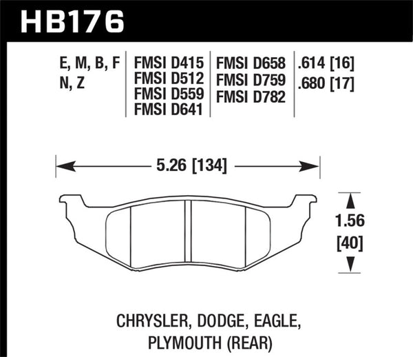 Hawk SRT4 HPS Street Rear Brake Pads - Bull Strap