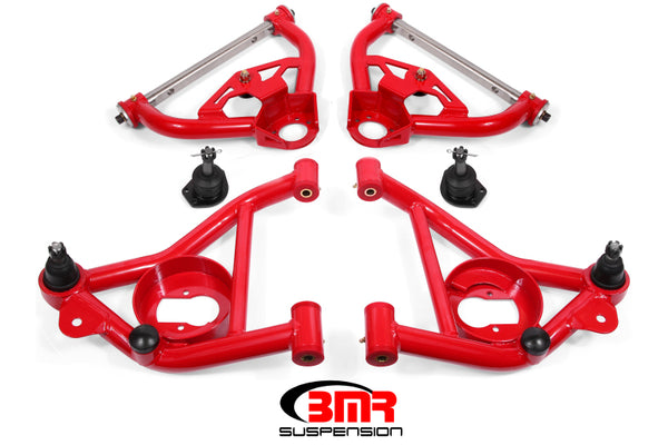 BMR 78-87 G-Body Upper And Lower A-Arm Kit - Red - Bull Strap