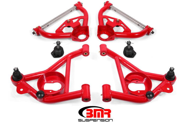 BMR 78-87 G-Body Upper And Lower A-Arm Kit - Red - Bull Strap