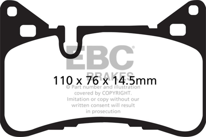 EBC 14 Mercedes-Benz C63 AMG (W204) 6.2 Redstuff Rear Brake Pads - Bull Strap