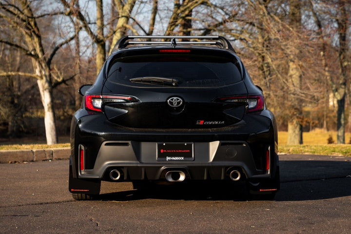 Rally Armor 23-25 Toyota GR Corolla Red UR Mud Flap w/Black Logo - Bull Strap