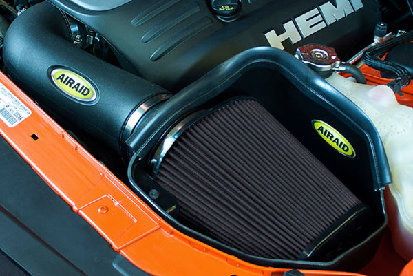 Airaid 11-14 Dodge Charger/Challenger MXP Intake System w/ Tube (Dry / Black Media) - Bull Strap