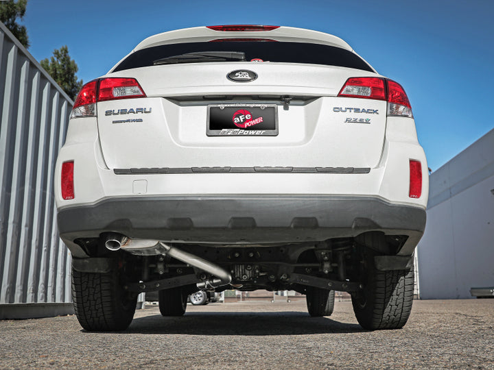 aFe POWER Takeda 2.25 to 2.5in 304SS Cat-Back Exhaust 10-14 Subaru Outback H4-2.5L - Bull Strap