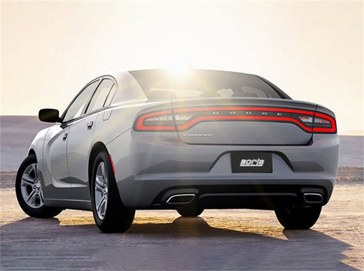 Borla 15-16 Dodge Charger 3.6L V6 ATAK Cat Back Exhaust (Uses Factory Valence) - Bull Strap