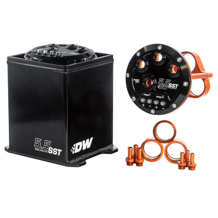 DeatschWerks 5.5L Modular Surge Tank (1-3 DW200/300/400 Fuel Pumps) (Pumps Not Included) - Bull Strap