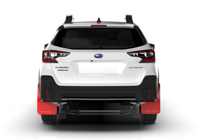 Rally Armor 20-25 Subaru Outback Black UR Mud Flap w/White Logo - Bull Strap