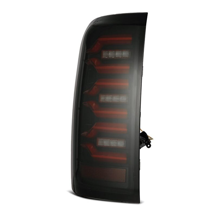 AlphaRex 14-18 Chevy Silverado 1500 Luxx-Series LED Tail Lights Black/Red w/Activ Light/Seq Signal - Bull Strap