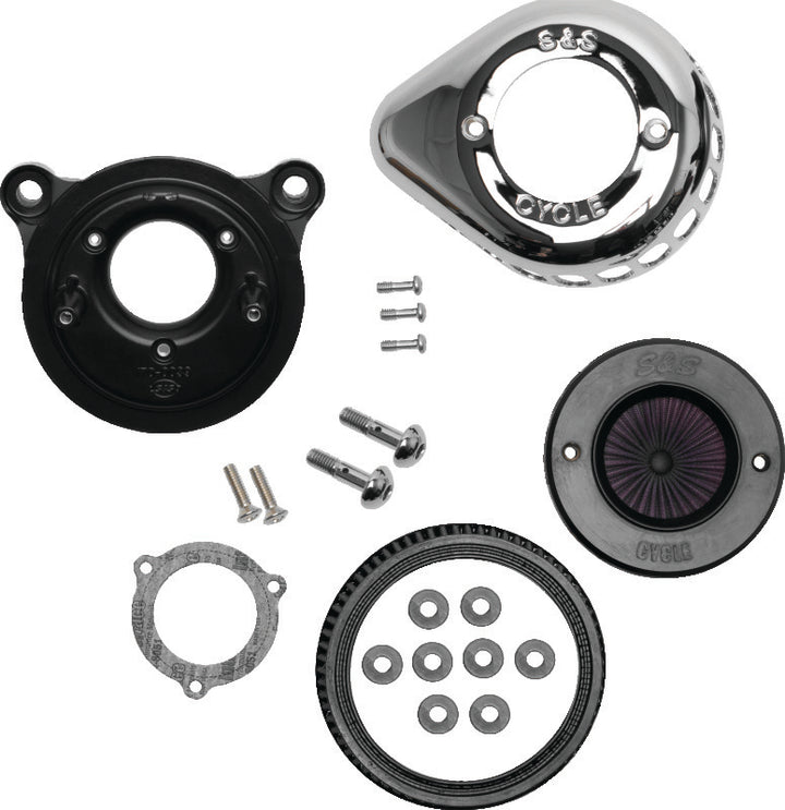 S&S Cycle 01-17 BT Stealth Air Stinger Kit w/ Chrome Teardrop - Bull Strap