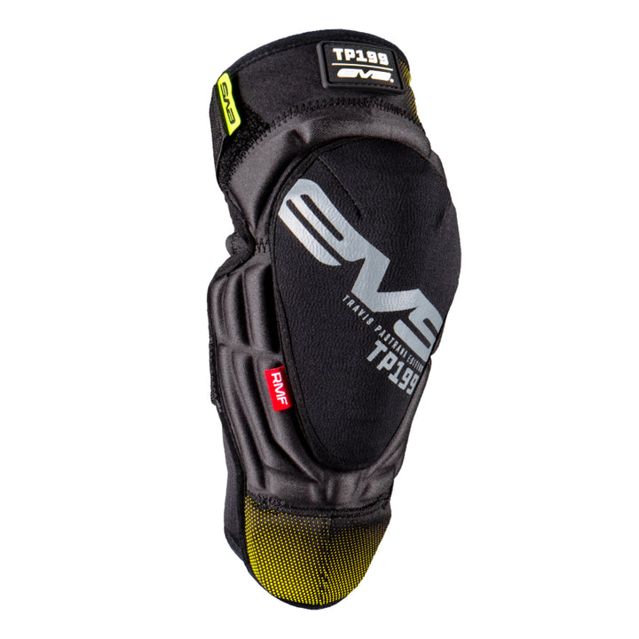 EVS TP199 Knee/Shin Guard Pair Black/Hi Viz - Youth - Bull Strap