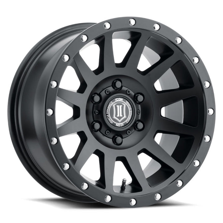 ICON Compression 17x8.5 6x5.5 0mm Offset 4.75in BS 106.1mm Bore Satin Black Wheel - Bull Strap