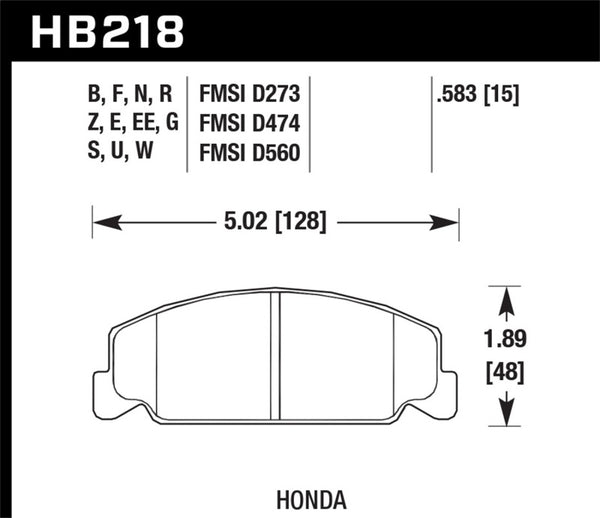 Hawk 88-89 Civic Si / 92-00 Civic CX / 88-00 DX / 98-00 GX HP Plus Street  Front Brake Pads - Bull Strap