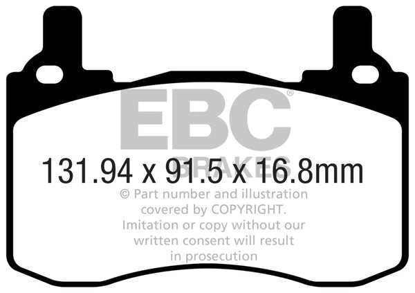 EBC 2019+ Genesis G70 2.0T (Brembo) Yellowstuff Rear Brake Pads - Bull Strap