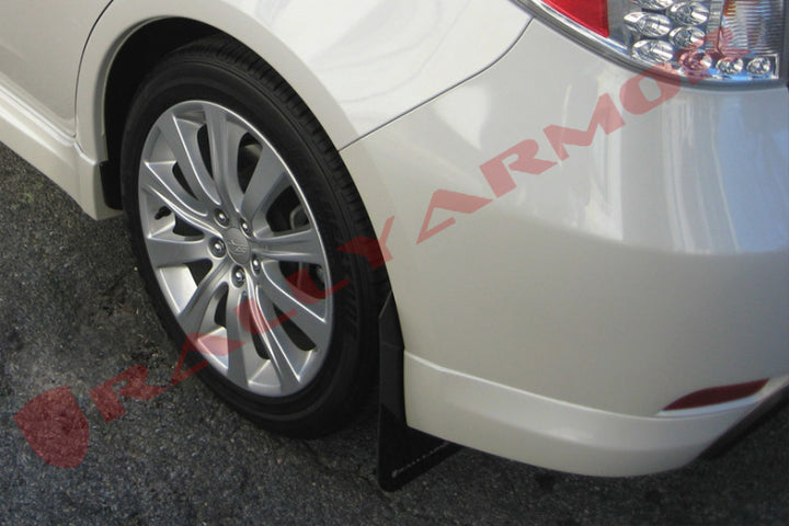 Rally Armor 08-10 Subaru WRX / 08-11 Impreza 2.5i (Hatch/Sedan) Black UR Mud Flap w/Grey Logo - Bull Strap