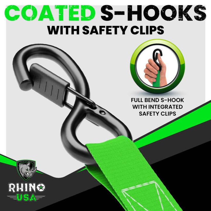 Rhino USA Medium Duty Ratchet Strap Tie-Down 4-Pack (Red) - Bull Strap
