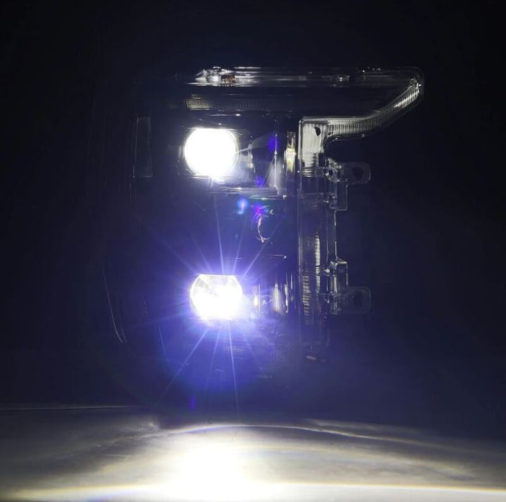 AlphaRex 21-22 Ford F150 Luxx-Series Projector Headlights Alpha-Black w/Activ Light/Seq Signal - Bull Strap