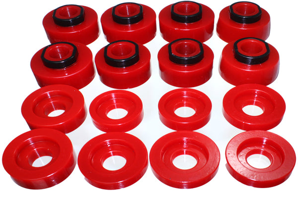 Energy Suspension 08-16 Ford F-250/F-350/F-450/F-550 Super Duty Crew Cab Red Body Mount Set - Bull Strap