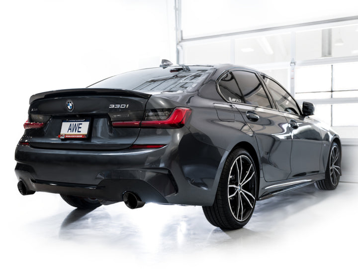 AWE 19-23 BMW 330i / 21-23 BMW 430i Base G2X Touring (Excl.Conv) Axle Back Exhaust - Diamond Black - Bull Strap