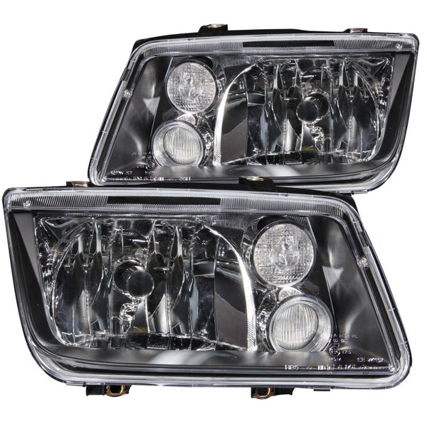 ANZO 1999-2005 Volkswagen Jetta Crystal Headlights Black w/o Bulbs - Bull Strap