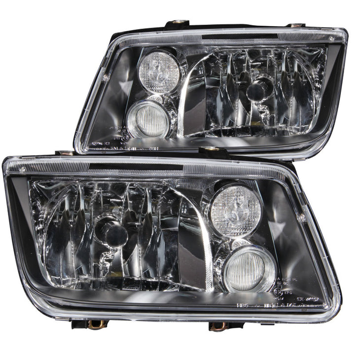 ANZO 1999-2005 Volkswagen Jetta Crystal Headlights Black w/o Bulbs - Bull Strap
