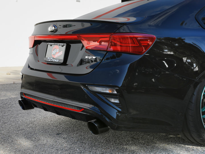 aFe 20-21 Kia Forte GT 1.6L 3in-2.5in 304 Stainless Steel Axle-Back Exhaust w/ Black Tips - Bull Strap