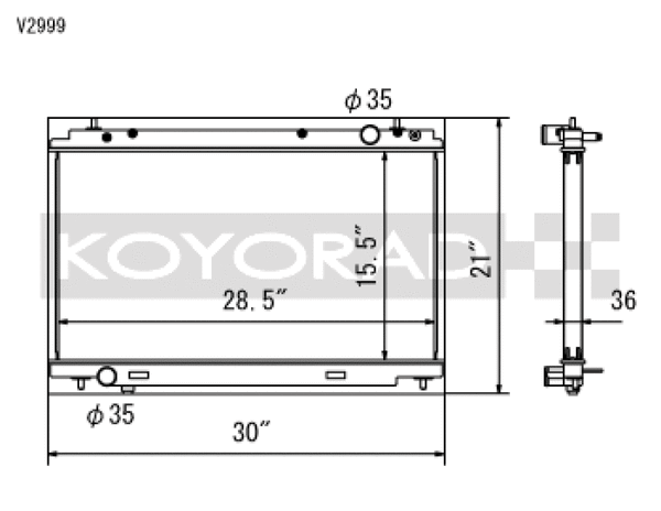 Koyo 07-08 Nissan 350Z VQ35HR (MT) Radiator - Bull Strap
