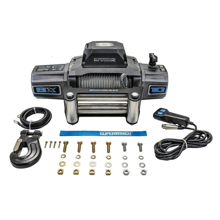 Superwinch 10000 LBS 12V DC 3/8in x 85ft Wire Rope SX 10000 Winch - Bull Strap