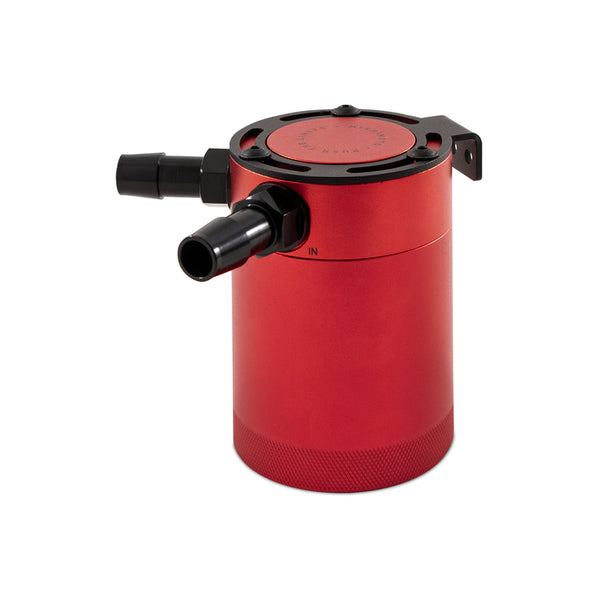 Mishimoto Compact Baffled Oil Catch Can - 2-Port - Red - Bull Strap