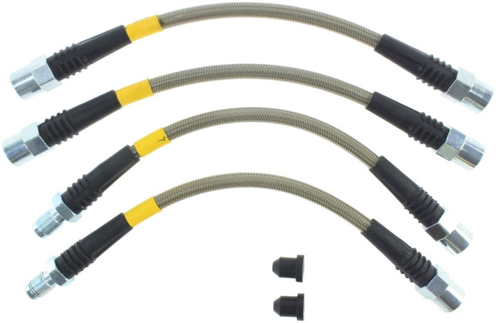 StopTech 87-91 BMW M3 / 89-4/91 325/328 Series (E30/E36) Rear Stainless Steel Brake Line Kit - Bull Strap