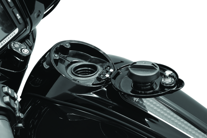 Kuryakyn Easy Fill Fuel Door Black - Bull Strap