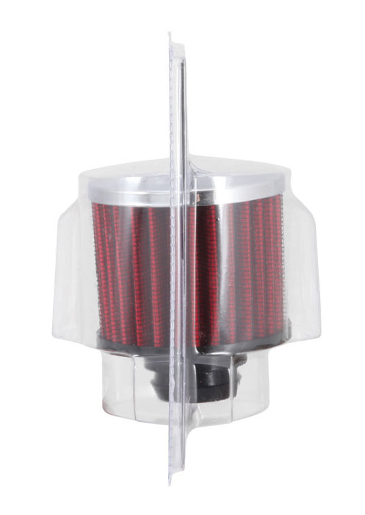 K&N Rubber Base Chrome Top Push-In Crankcase Vent Filter 3in OD x 2-1/2in H. - Bull Strap