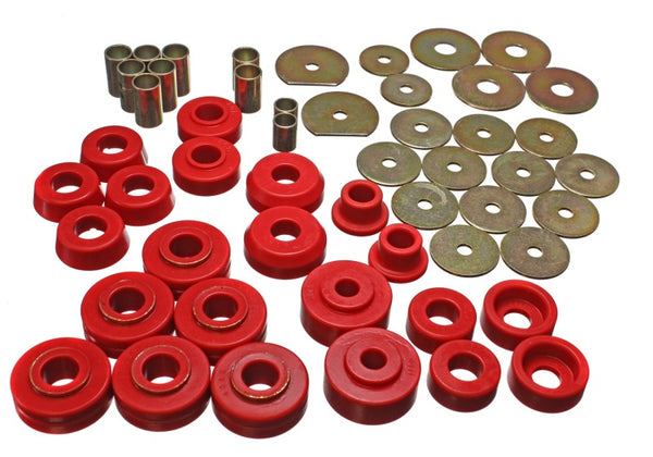 Energy Suspension 65-70 Impala/Caprice Red Body Mount Set - Bull Strap