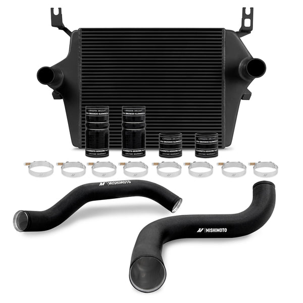 Mishimoto 99-03 Ford 7.3L Powerstroke PSD Black Intercooler Kit w/ Black Pipes - Bull Strap