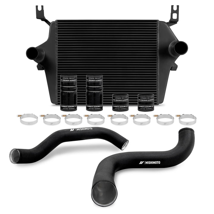 Mishimoto 99-03 Ford 7.3L Powerstroke PSD Black Intercooler Kit w/ Black Pipes - Bull Strap