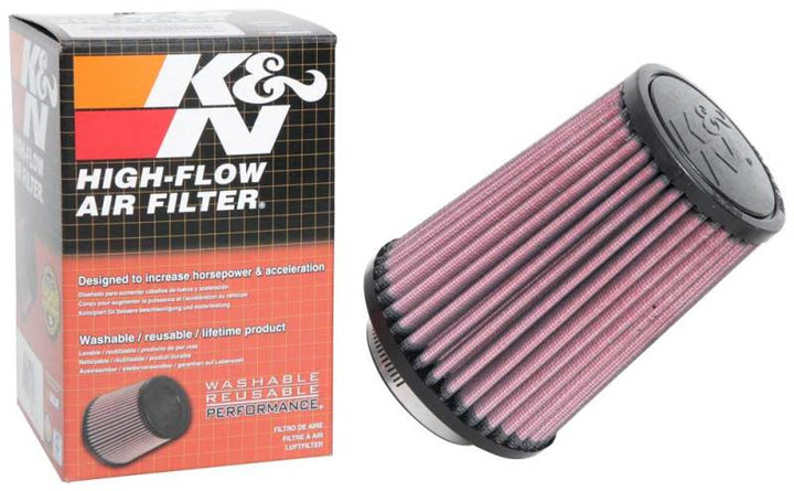K&N Universal Rubber Filter 2-1/2in Flg / 4-1/2in OD B / 3-1/2in OD T / 6in H - Black Top - Bull Strap