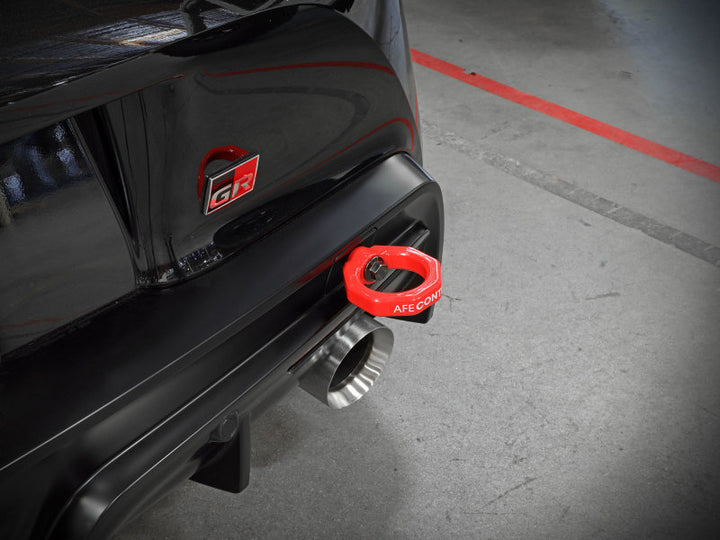 aFe Control Rear Tow Hook Red 20-21 Toyota GR Supra (A90) - Bull Strap