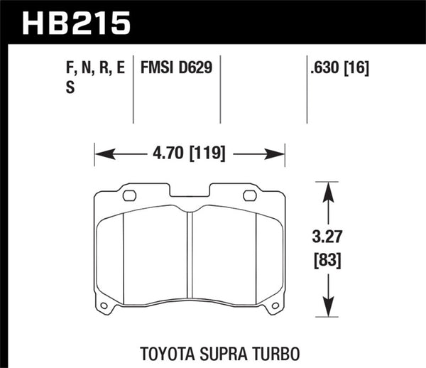 Hawk 93-98 Toyota Supra TT HPS Street Front Brake Pads - Bull Strap
