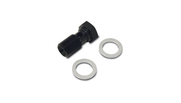 Vibrant Aluminum Banjo Bolt w/ 2 Washers (M12x1.25 20mm LG) - Anodized Black - Bull Strap
