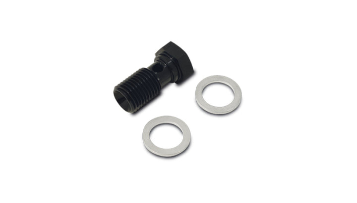 Vibrant Aluminum Banjo Bolt w/ 2 Washers (M12x1.25 20mm LG) - Anodized Black - Bull Strap