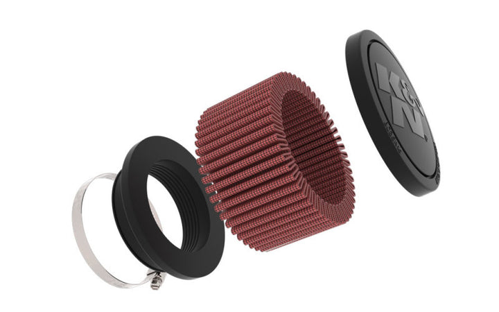 K&N Universal Clamp-On Air Filter 2.25in Flange ID 3.5in OD 2in Height - Bull Strap