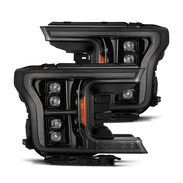 AlphaRex 18-20 Ford F-150 NOVA LED Proj Headlight Alpha Blk (14th Gen G2 Style) - Bull Strap