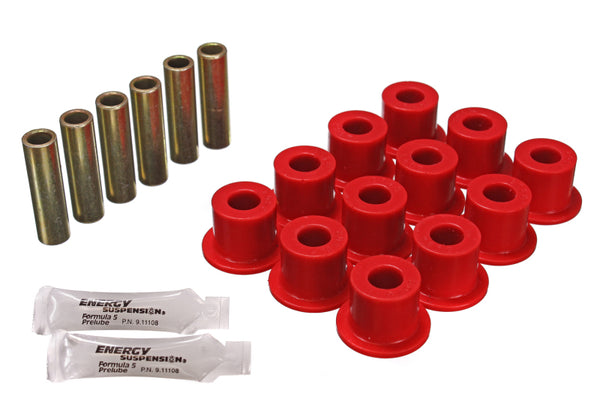 Energy Suspension 72-81 Scout II Red Front & Rear Leaf Spring Bushing Set - Bull Strap