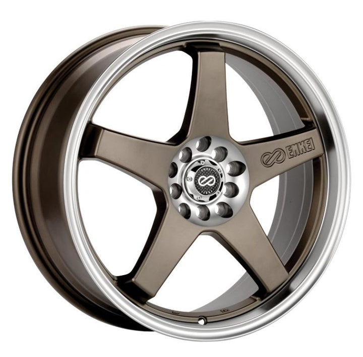 Enkei EV5 18x7.5 5x100/114.3 38mm Offset 72.6 Bolt Diameter Matte Bronze w/ Machined Lip Wheel - Bull Strap
